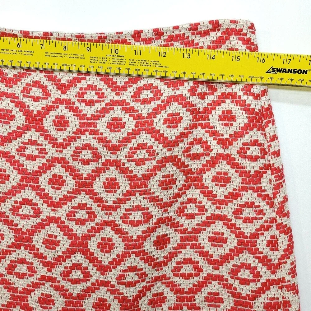 Ann Taylor‎ Loft Skirt Women 10 Red White Metallic 100% Cotton Mini Geometric - Picture 4 of 10